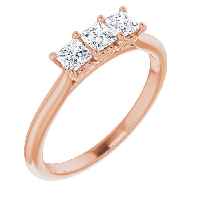 0.54 ct. Princess Cut Diamond 3 Stone Wedding Band-VIRABYANI